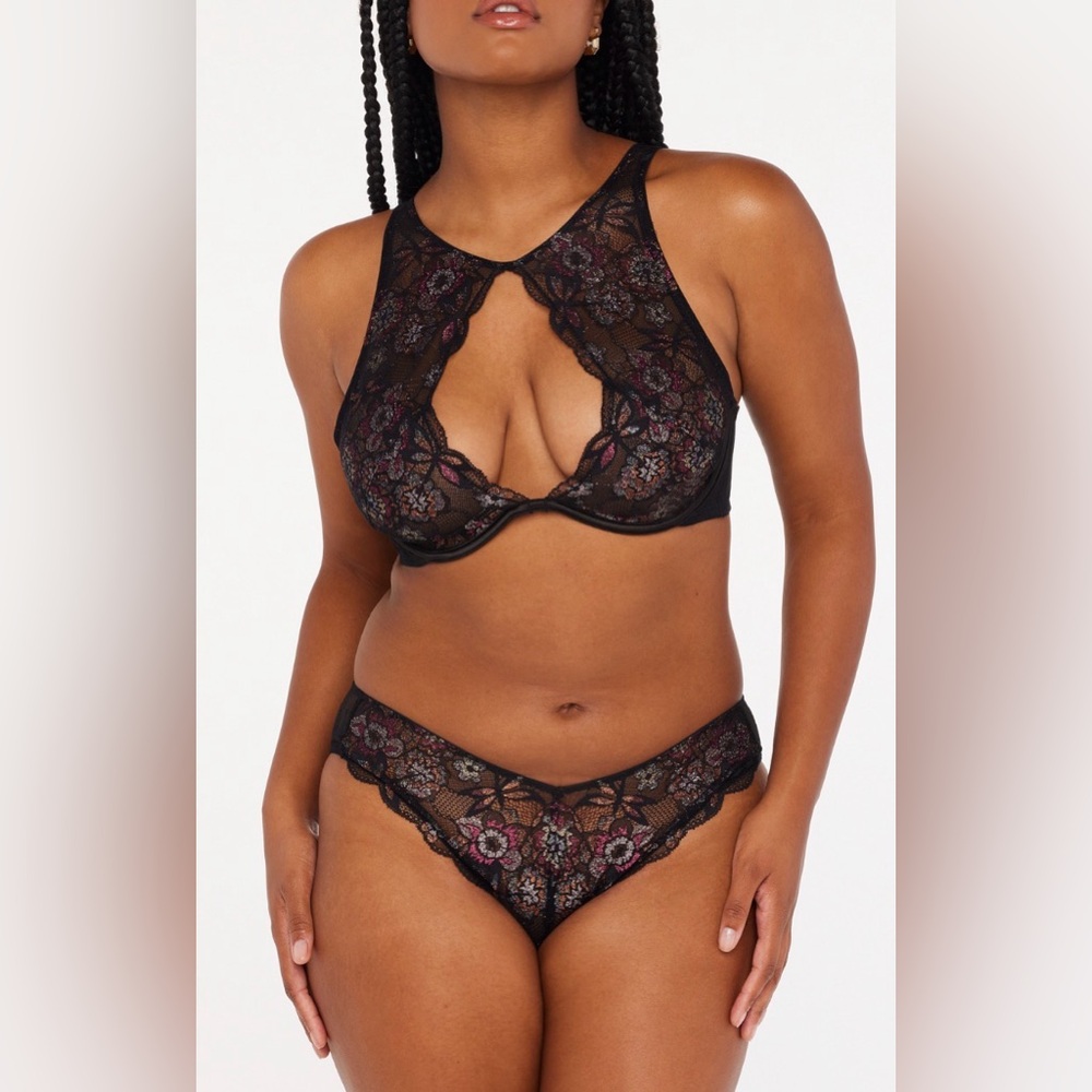 Savage X Fenty Nymph Nouveau Lace Unlined Bra & Cheeky Panty Set | Black | NWOT